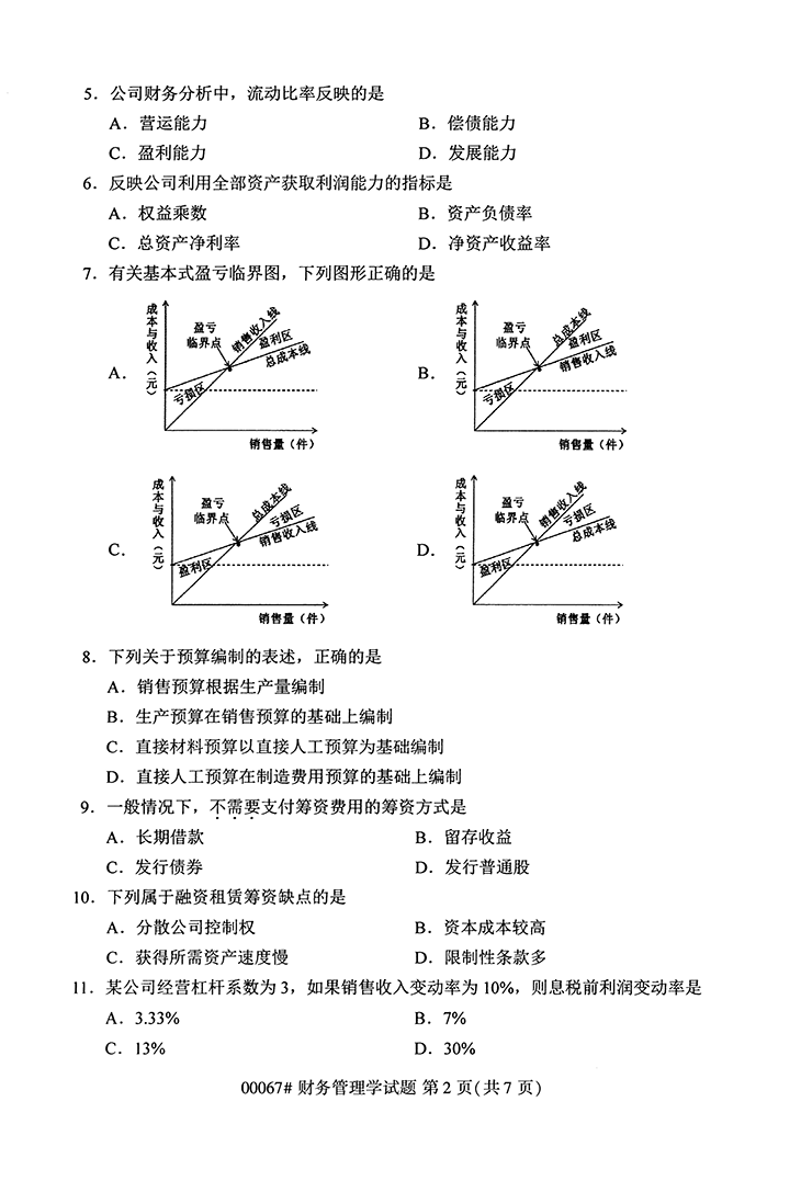 全国2020年10月高等教育自学考试财务报表学试题（00067）(图2)